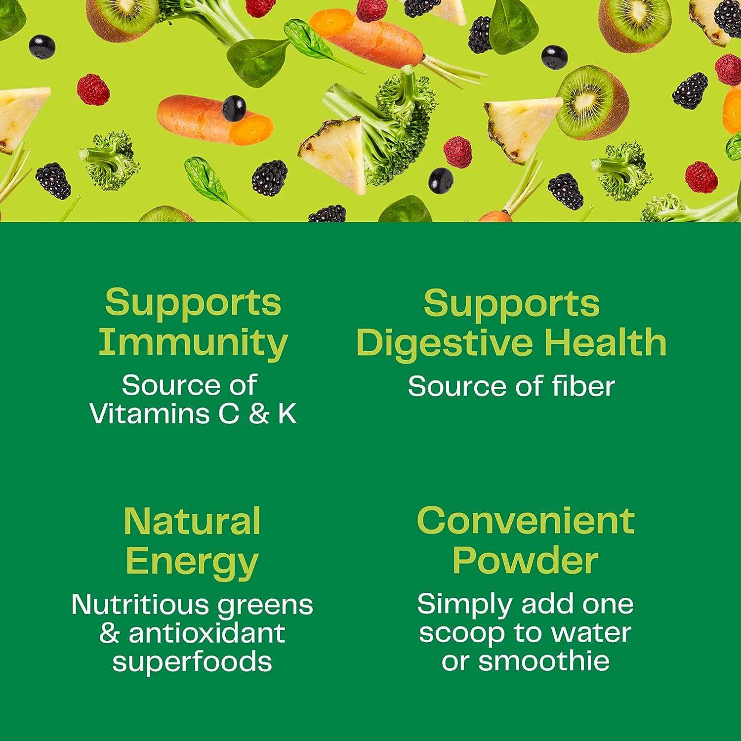Amazing Grass Greens Blend Superfood: Super Greens Powder Smoothie Mix with Organic Spirulina, Chlorella, Beet Root Powder, Digestive Enzymes  Probiotics, Original, 60 Servings, Boost Energy
