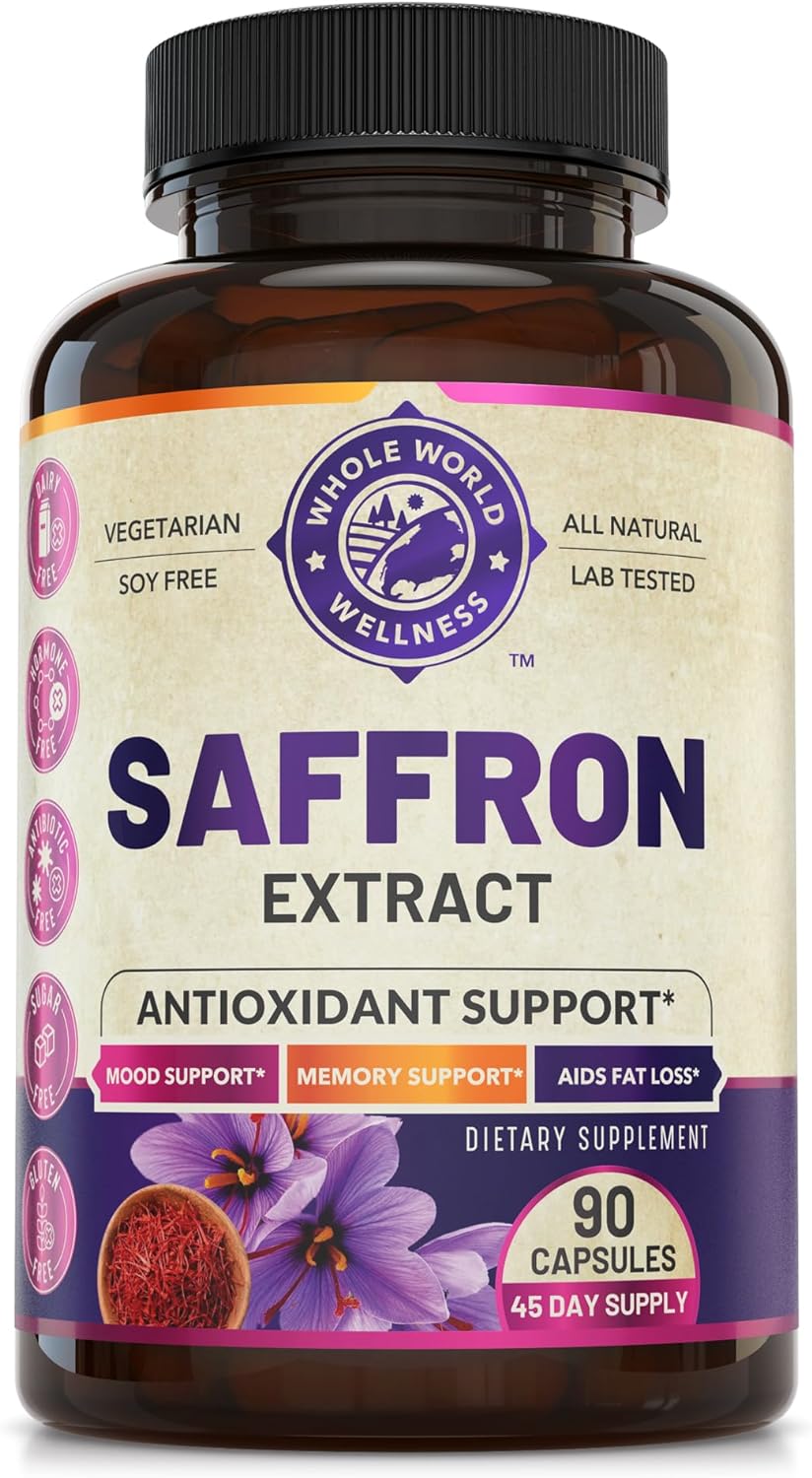 100% Pure Saffron Extract - Metabolism Booster  Natural Appetite Suppressant for Weight Loss. Saffron Mood Enhancer for Women  Men, Natural Diet Pills for Women  Men. USA Made, 90 Servings.