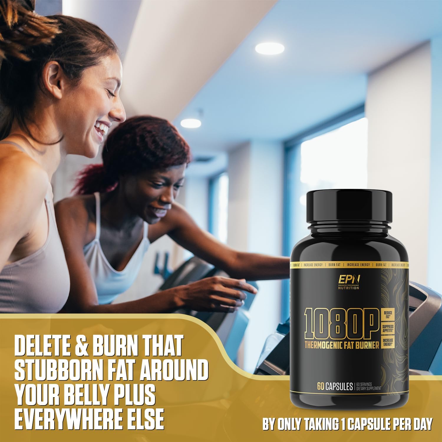 1080p Thermogenic Fat Burner | #1 Weight Loss Supplement Pills to Reduce Fat, Suppress Appetite, Boost Metabolism, Increase Energy  Focus w/L-Carnitine, Yohimbe Bark, Green Tea + More - 60 Servings