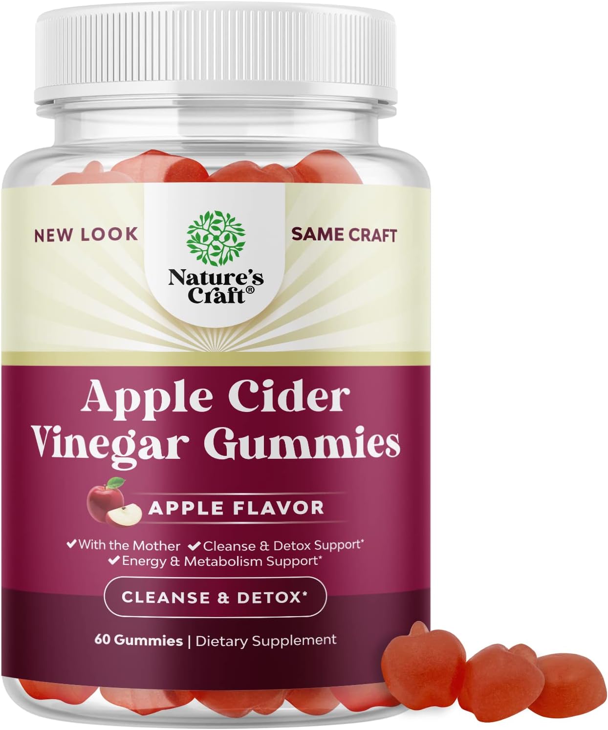 Apple Cider Vinegar ACV Gummies - Gut Health  Natural Energy Supplement with Vitamin B6 B12 Beet Root and Pomegranate - Apple Cider Vinegar with Mother Body Cleanse Detox for Women  Men 60 Servings