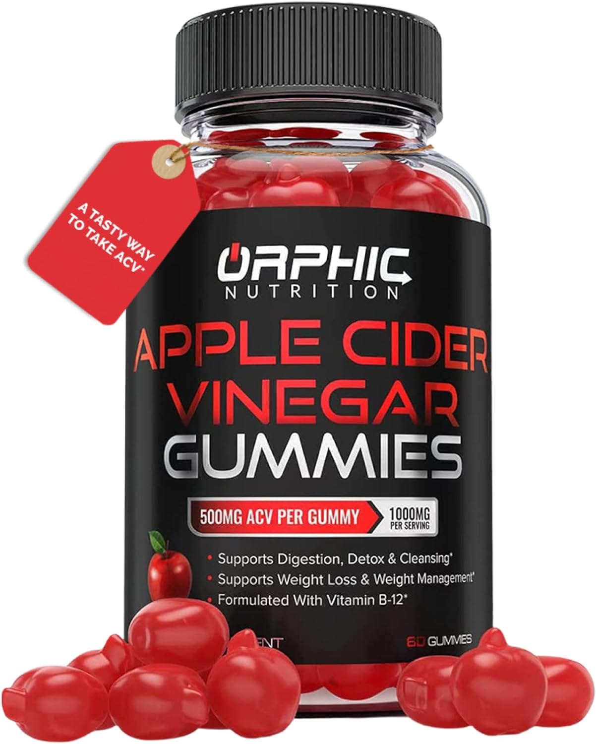 Apple Cider Vinegar Gummies - 1000mg - Formulated to Support Weight Loss Efforts  Gut Health* - Supports Digestion, Detox  Cleansing* - ACV Gummies W/VIT B12, Beetroot  Pomegranate (60 Gummies)