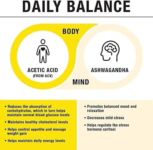 Bragg Daily Balance Apple Cider Vinegar and Sensoril Ashwagandha Capsules - 750mg of Acetic Acid – Energy Weight Management Support - Natural Everyday Stress Relief and Mood Enhancer - (90 Pills) Bragg Daily Balance Apple Cider Vinegar and Sensoril Ashwagandha Capsules - 750mg of Acetic Acid – Energy Weight Management Support - Natural Everyday Stress Relief and Mood Enhancer - (90 Pills)