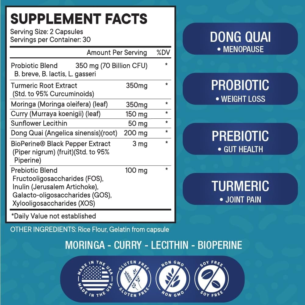 NEW AGE Pre + Pro Optimize Natural Menopause Probiotics for Weight Gain, Hot Flashes, Night Sweats, Low Energy, Mood Swings, Gut Health - Dong Quai (120 (Pack of 2)) NEW AGE Pre + Pro Optimize Natural Menopause Probiotics for Weight Gain, Hot Flashes, Night Sweats, Low Energy, Mood Swings, Gut Health - Dong Quai (120 (Pack of 2))
