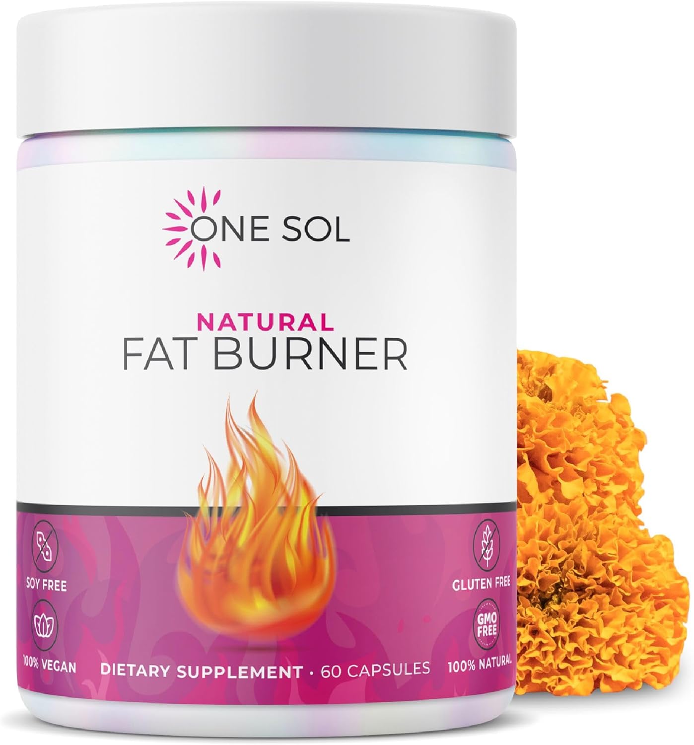 One Sol Fat Burner for Women, Natural Metabolism Booster, Burn More Calories, Boost Energy  Mood, Curb Appetite  Stop Cravings, No Crash or Jitters, All-Natural Ingredients, Gluten  Soy Free