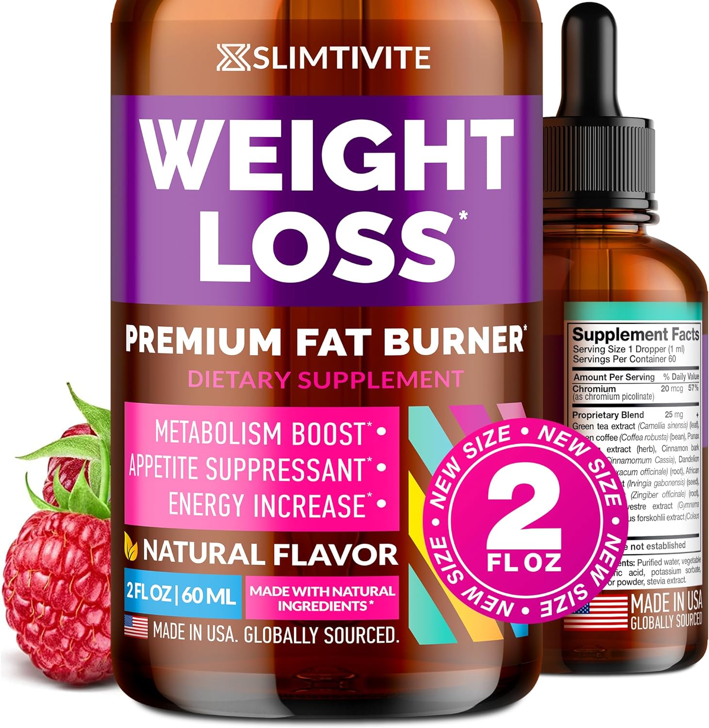 Slimtivite Weight Loss Drops - Diet Drops for Fat Loss - Effective Appetite Suppressant  Metabolism Booster - Safe  Proven Ingredients - Non-GMO Fat Burner